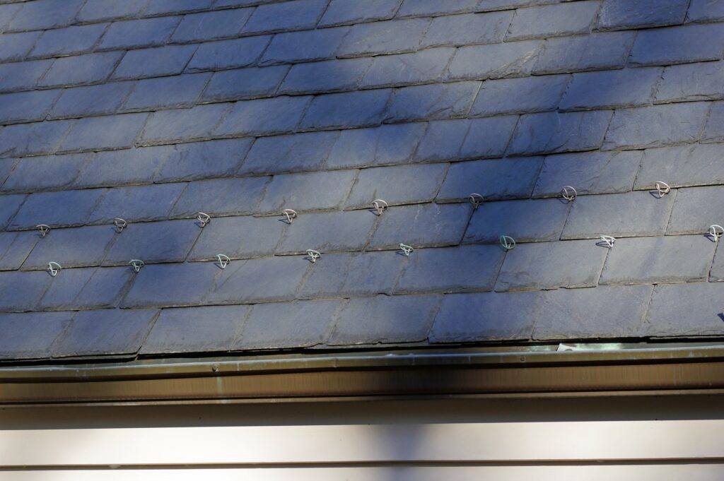 Gray slate tile roof