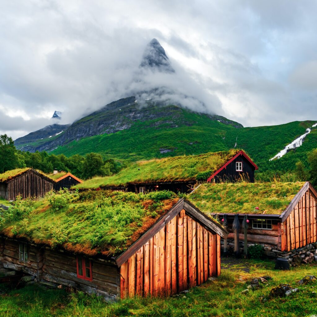Norwegian grass roof old house