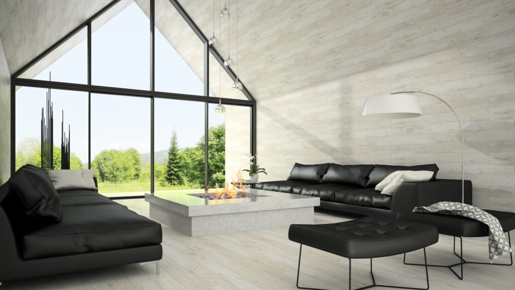 Interior of modern design living room 3D rendering 6