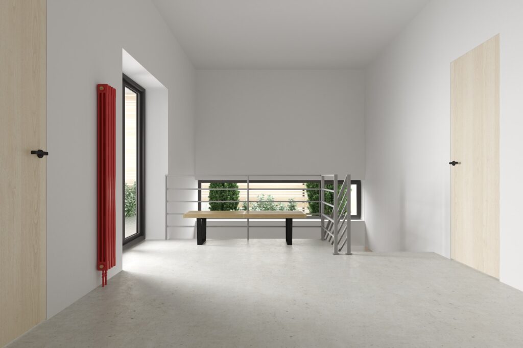 Modern apartment, entrance door 3D illustration