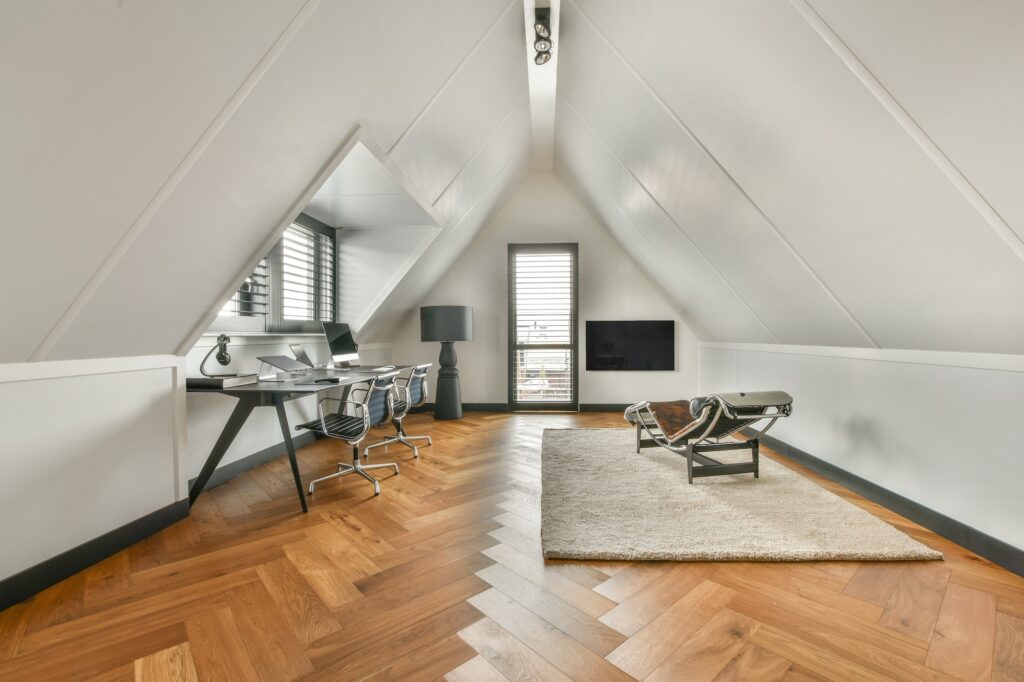 Spacious bright attic room for work and relaxation